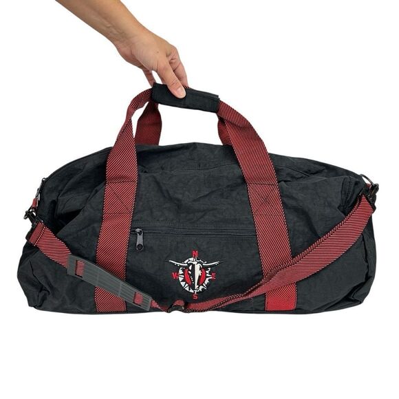 Vintage Marlboro Adventure Team Black Nylon Medium Duffle Bag 90s Travel Gym - Picture 1 of 7